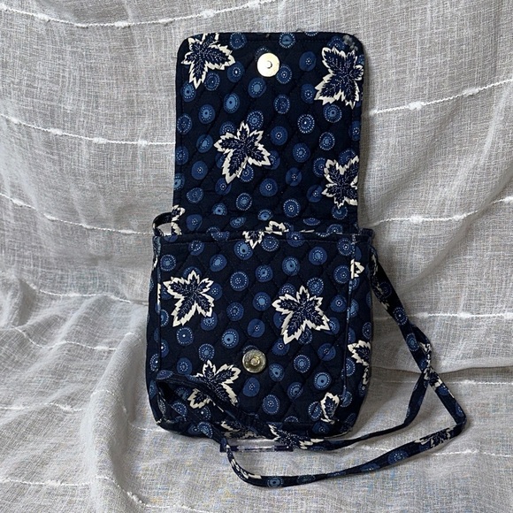 Vera Bradley Blue Coin Maple Leaf Pattern Sling Crossbody Swing Bag EUC VINTAGE - Picture 8 of 14
